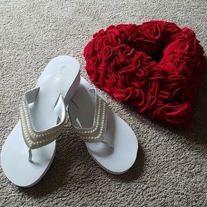 White Wedge Flip Flops